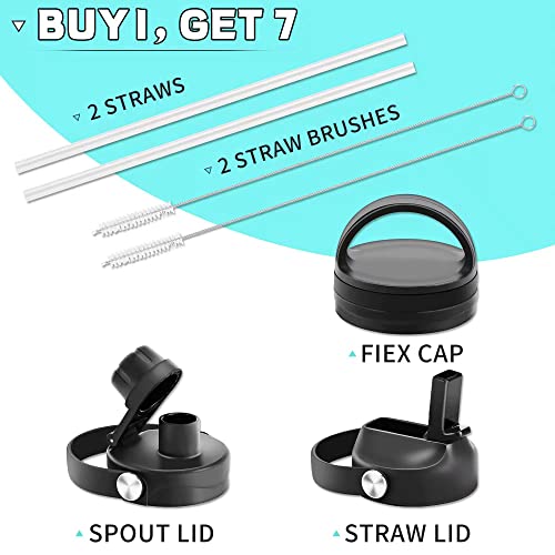 Hydrowion 32Oz Stainless Steel Water Bottle(Cold For 48 Hrs, Hot For 24 Hrs),Double Wall Vacuum Insulated Water Bottle With Straw Lid, Spout Lid And Flex Cap, Fit In Any Car Cup Holder,Black #TOP4