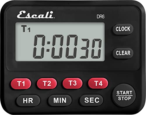 San Jamar Four Event Digital Timer, LCD Display, Black