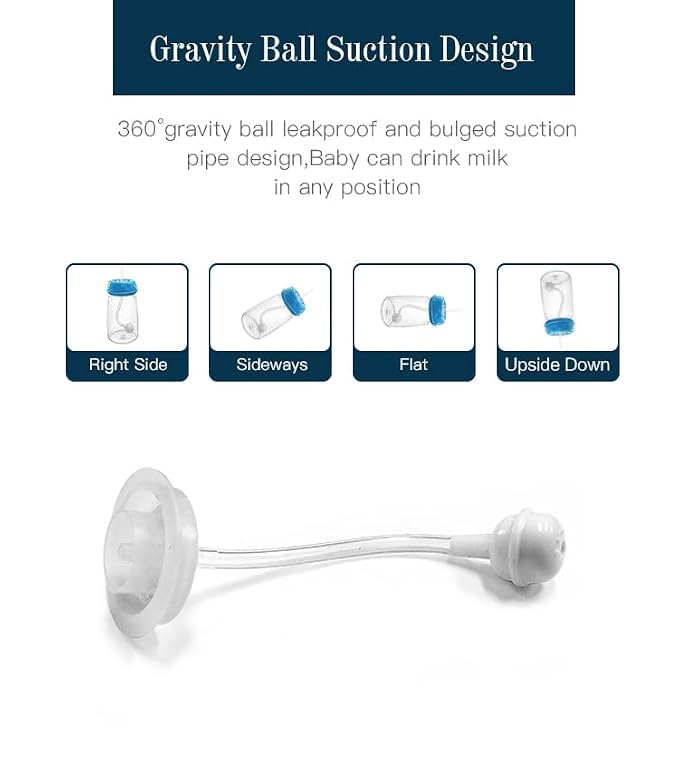 Image of Baby Feeding Bottle with Weighted Straw, Wide Neck Anti-Colic Milk Bottle, Easy-Grip Baby Drinking Bottle, Leak-Resistant Design for Milk & Water, Reusable Bottle for Daily Feeding, Indoor & Outdoor Use