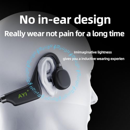 Image of AYI True Bone Conduction Headphones Open Ear Headset Able to be a MP3 Player with Micro Disk Stereo Bluetooth Earphone for Driving Bicycling Running Skiing-X9 Black