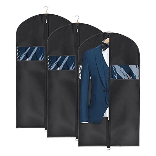 Image of Univivi Garment Bag Suit Bag for Storage and Travel 43 inches, Lightweight Study Full Zipper Washable Suit Cover for Dresses, Suits, Coats, Set of 3