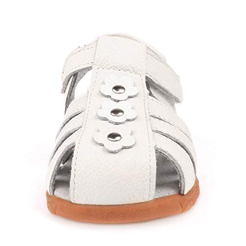 Image of Femizee Toddler Girls Leather Dress Sandals with Adjustable Strap | Toddler /Little Kids, Leather upper, Cushioned footbed, Hook-and-loop, Flexible Sole, Dressy summer occasions, Princess-style