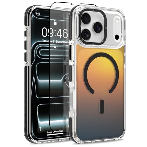 Image of Magnetic Case for iPhone 17 Pro Max [Compatible with Magsafe] [Cute Fashion Fluorescent Design] [1 Screen Protector] Slim Translucent Matte Case for iPhone 17 Pro Max 6.9 inch 2025, Black