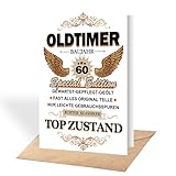 VOYANTE Geburtstagskarte 60 Mann, Oldtimer 60 Baujahr Lustige Geburtstagskarte mit Umschlag, Geschenk zum 60 Geburtstag Mann, Karte Geburtstagsgeschenk für männer