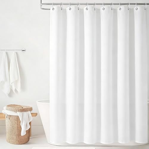 FAVORTALK Duschvorhang 200X200 Anti Schimmel & Waschbar Wasserabweisend Badewanne Vorhang aus Polyester Shower Curtain Mit Gewicht und 12 Duschvorhang Haken Weiß H200 x B200 cm (1er Pack)