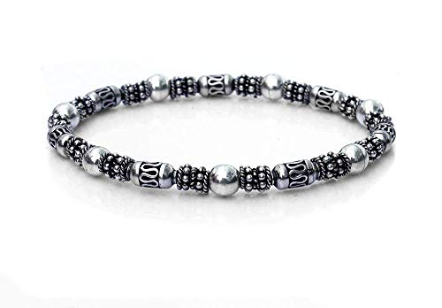 Sterling Silver Bracelet, Sterling Silver Bali Beads Bracelet, 6mm Sterling Silver Bracelet
