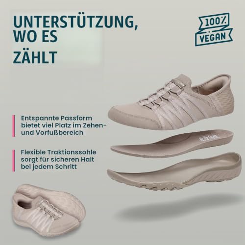 Skechers Damen Breathe-Easy Roll-With-Me Slip-InTurnschuhe, Taupe Ripstop/ Knit, 39.5 EU – Ansicht 4