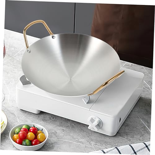 Wok pequeño de acero inoxidable con doble asa miniatura 3