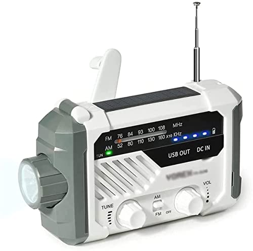NCRD Radio de Emergencia,Radio de manivela con Linterna,Am/FM Radios meteorológicos con Cargador de teléfono Celular de 2000mAh Power Bank