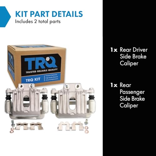 Image of TRQ Rear Brake Caliper Set Zinc Coated Hardware Brackets Compatible with 2007-2009 Hyundai Santa Fe