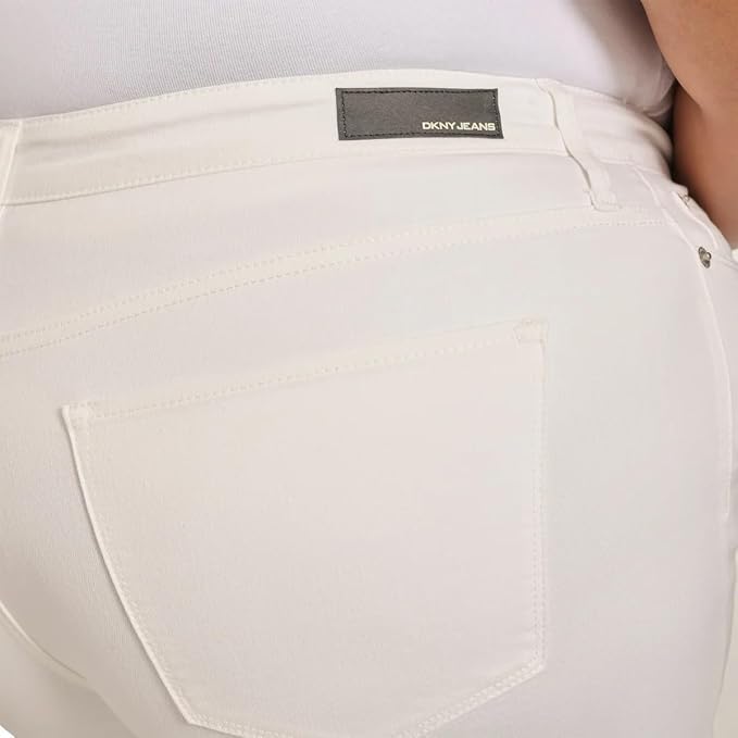 DKNY Jeans Women's Denim Bermuda Short, White, Cotton Blend Stretch Fabric, 16 - Image 6