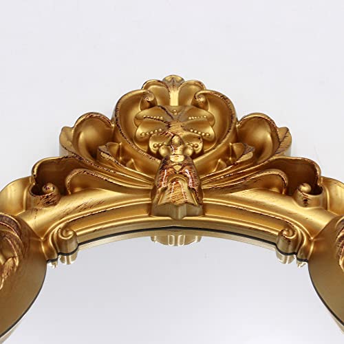 Eaoundm 16.5 X 11 Inch Vintage Mirror Antique Mirror Decorative Wall Mirror Shield Shape (Brush Gold) #TOP6