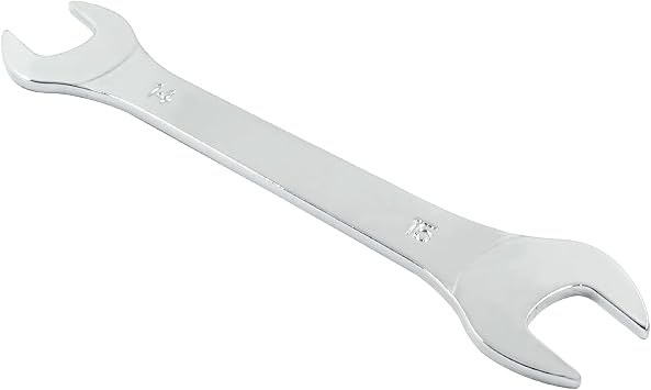 Hordion 14mm x 15mm Open End Wrench, Thin Metric Chrome Plated Steel Wrench | General Repairs Household Maintenance