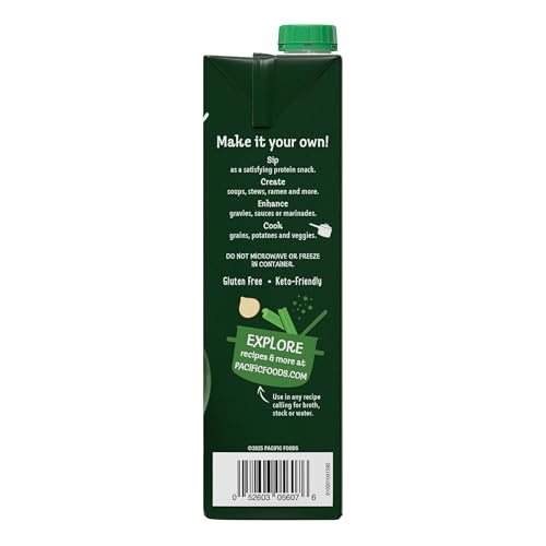 Image of Pacific Foods Organic Unsalted Chicken Bone Broth, 32 oz Carton (Pack of 12)