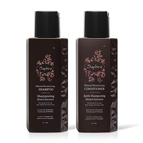 Saphira Mineral Moisturizing Shampoo And Conditioner, Hydrating For Dry, Damaged, Bleached & Color-Treated Hair, Sulfate-Free, Paraben-Free, Nourishes & Revitalizes Lifeless Hair, 3 Ounce (Pack Of 2) #TOP21