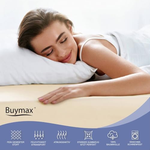 Buymax Topper Spannbettlaken 120x200 cm Spannbetttuch 100% Baumwolle Jersey für Matratzentopper bis 12 cm Matratzenhöhe Bettlaken für… – Ansicht 6