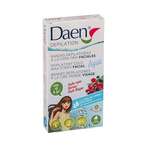 Daen - bandas depilatorias faciales cera fría frutos rojos - aqua.