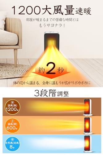 Oiaffy セラミックヒーター PTC-1500P1 (白) の商品画像 1