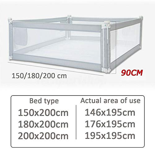 image for JC SUN 90CM Height Adjustable Folding Kids Safety Bed Rail/BedRail Cot