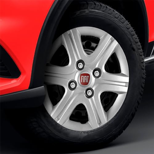 Kit 4 Calotas Palio Fire 11 A 13 Aro 13 Prata Cubo Baixo Grid Com Emblema Vermelho