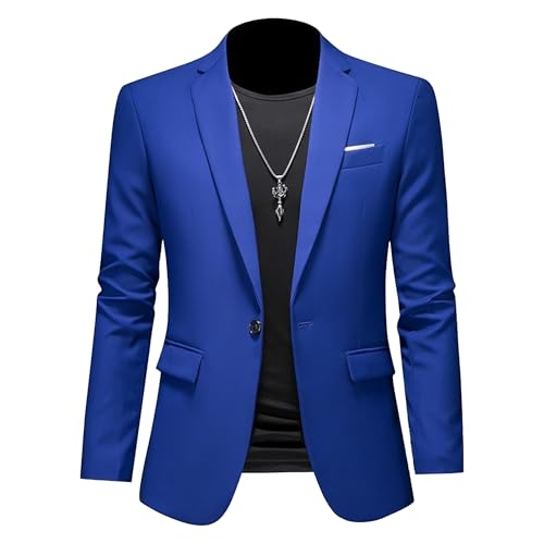 Men's Stylish Solid Color Suit Jacket Plus Size Business Casual Versatile Blazer One Button Easy-Match Sport Coat