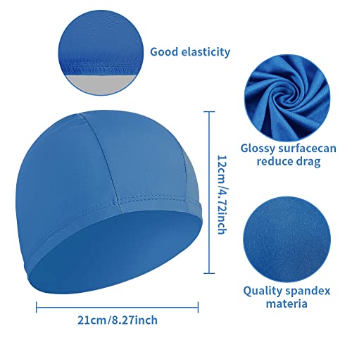 Wholelovein 4 Pcs Elastic Swim Caps For Both Women & Men & Kids Fabric Durable Non-Waterproof Cloth Swimming Pool Cap Elastic Bathing Cap  thumb #5