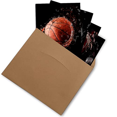 Ezosun Sports Themed Wall Art Print, Basketball Baseball Soccer Football Decor Poster,Wall Art Decor For Boys Bedroom, Set Of 4, 8X10 In. (Black) #TOP1