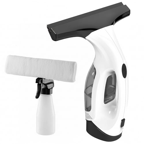 Cordless Window Vacuum Squeegee with Detachable Water Tank, 2000Pa Strong Suction, Rechargeable Glass Cleaner for Windows, Shower, Mirror & Tiles, Lightweight 2-in-1 Wiper with Microfiber Pad
