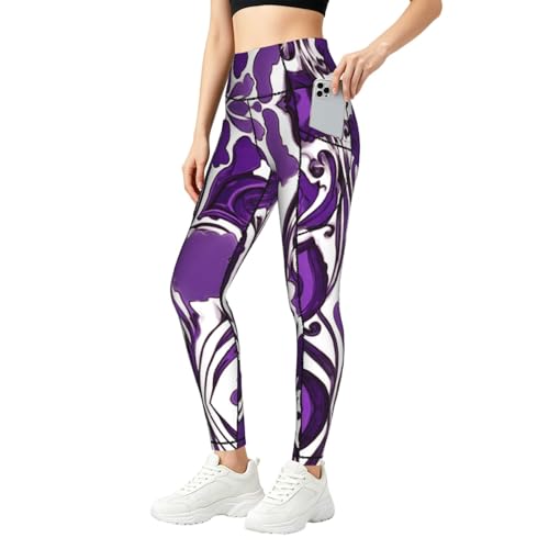 Pantalones de yoga para correr y fitness ERSDWRE morados con bolsillos