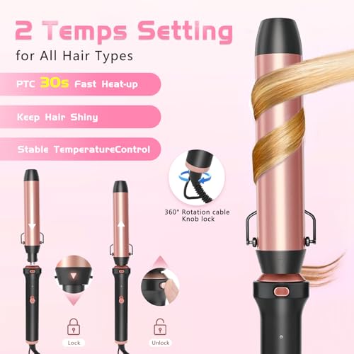 GSKY 5 in 1 Curling Iron Set, Hair Curler with Curling Brush and 4 Interchangeable Ceramic Curling Wand(0.5”-1.25”), Fast Heating, Include Suitcase & 2 Clips & Heat Protective Glove - Image 5