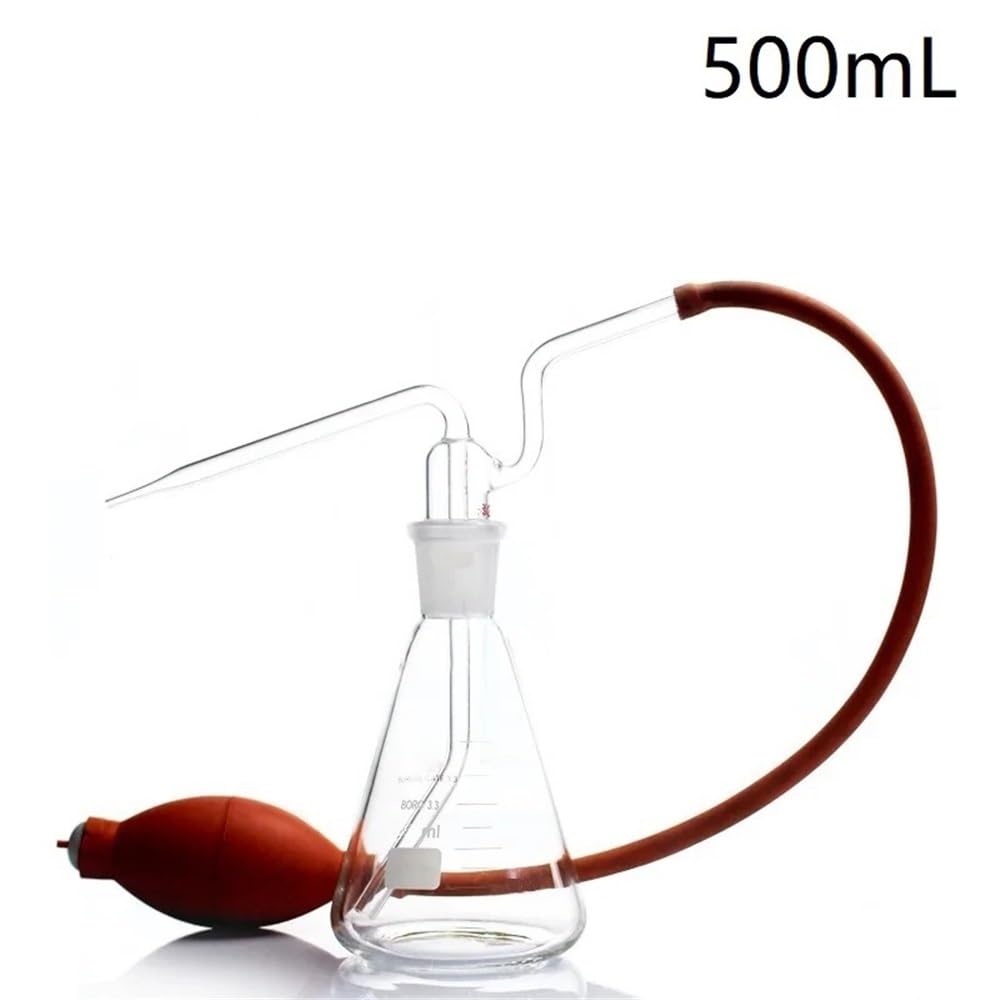 500 ml Kegelwaschflasche aus Glas, Dreieck, Standard-Mundreinigung, Laborausrüstung(With Rubber Ball)