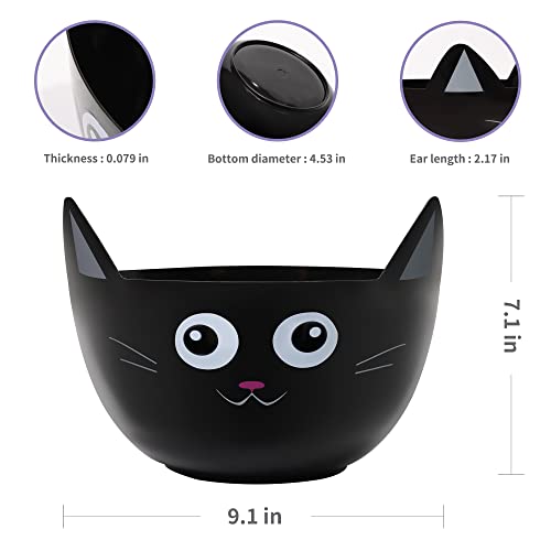 Zcaukya Halloween Party Supplies, Set of 3 Halloween Plastic Trick Treat Candy Bowls, Cat Shaped Plastic Serving Bowl in Orange Purple Black for Halloween Parties