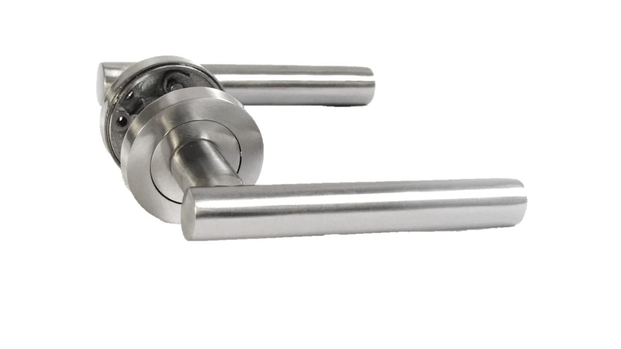 Door Handles Rose Internal Straight Satin Nickle Lever Latch On Diameter Approx 52Mm Sold In Pairs Haven Heritage