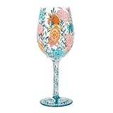 Enesco Lolita Designs Sea Turtle Delight - Copa de vino artesanal pintada a mano, 15 onzas, multicolor