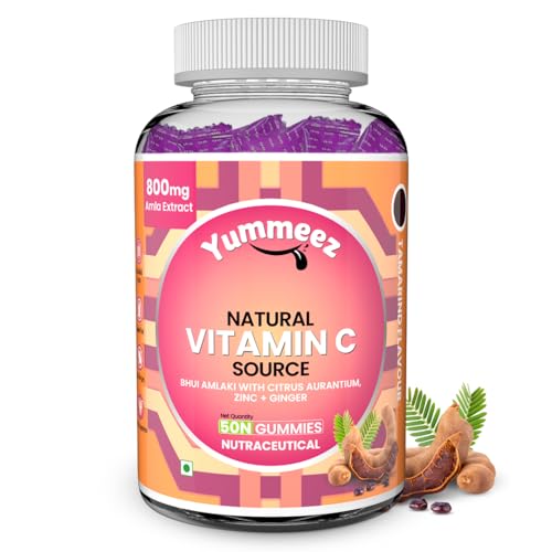 Image of Naturyz Natural Vitamin C Gummies with Amla & Zinc | Immunity & Antioxidant Support | No Added Sugar, Plant-Based | No Ascorbic acid | Better Absorption & Bioavailability | Tasty Daily Wellness Supplement (Tamarind Flavour)- 50 gummies