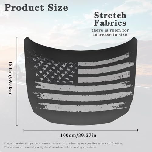 Image of Renewold American Flag Black Trendy Car Hood Cover for Snow Protector for Festival Decorative Hood Wrap Blanket for Outdoor Leaves Exterior Car Accessories for Friend Family Boss