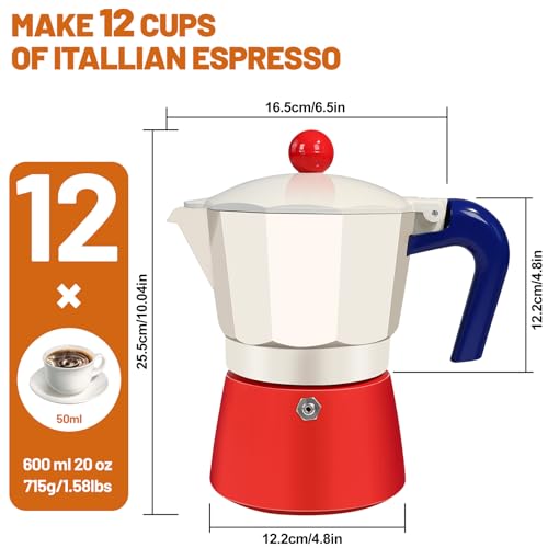 Image of 12 Cup Aluminum Espresso Stovetop Moka Pot Express Coffee Maker Percolator Italian Classic Mocha Coffee Machine for Italian and Cuban Cafe Brewing for Home & Camping 600ml 20oz