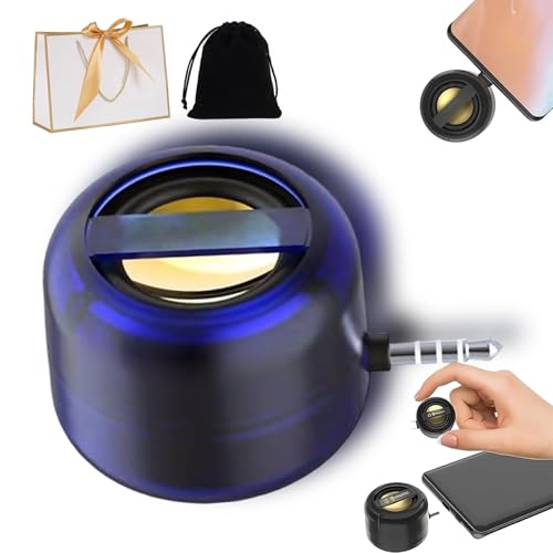 2025 New Portable 5X Speaker Amplifier–Plug & Play for Music/Calls, Portable 5X Speaker Amplifier, Portables Line-in Speakers, 3.5mm/Type-C for iPhone, Smartphone, Ipad, Computer (Blue, 3.5mm)