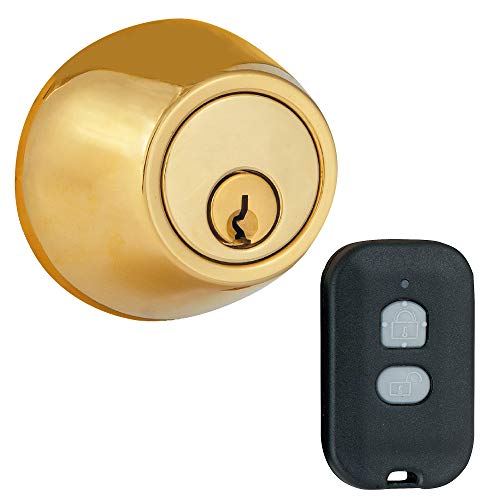 MiLocks WF-02P Digital Deadbolt Door Lock with Keyless Entry via Remote Control for Exterior Doors, Polished Brass
