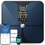 Bilancia Pesapersone Digitale con App Bluetooth, Bilancia Impedenziometrica Professionale Smart, Misurazione Grasso Corporeo e Massa Magra BMI con 22 Indici, Bilancia Elettronica Nero 4AAA