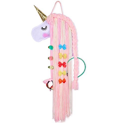 Beinou Pince à cheveux licorne arc-en-ciel avec pompons pour ranger les nœuds et les cheveux en forme de tête de licorne - Organisateur de fête sur le thème de la licorne Cover
