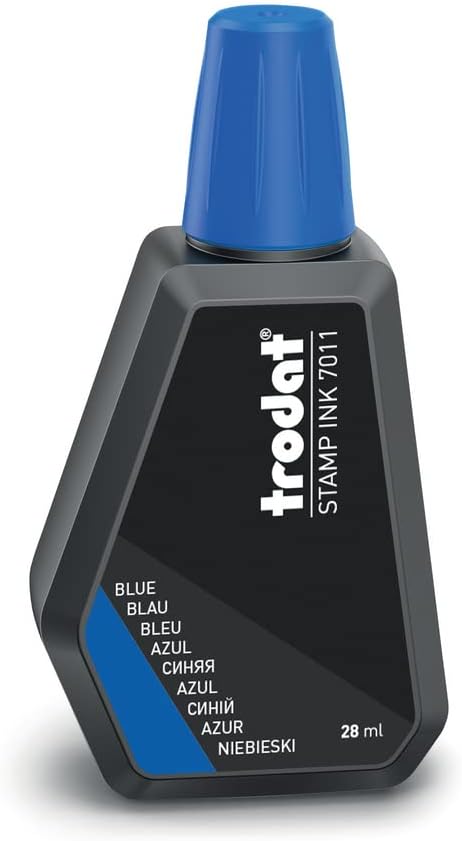Blue Ink Bottle - 28 ml - Replacement Ink for Hand Stamp Ink Pads