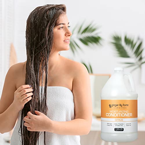 Ginger Lily Farms Club & Fitness Moisturizing Conditioner For Dry Hair, 100% Vegan & Cruelty-Free, Citrus Scent, 1 Gallon (128 Fl Oz) Refill #TOP5