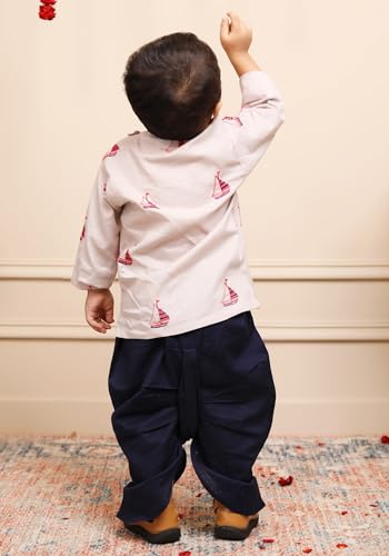 Image of POLKA TOTS Pure Cotton Traditional Dhoti Kurta Set for Baby Boys, Toddlers & Kids | Soft and Breathable Cotton Ethnic Dress for Festivals and Weddings | Traditional Elegant Indian Festive Clothing