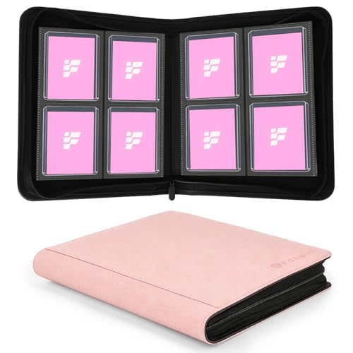 Top Loader Binder Holds 112 Cards in 3x4 Toploaders Trading Card Binder 4 Pocket for TCG MTG YGO Game Cards Sports Cards(Pink)