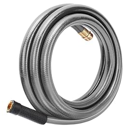 Worth Leader Short Garden Hose 3/4 in. x 10 ft. -Heavy Duty,Durable,Lightweight,Male to Female Fittings -No Kink Leakproof PVC Flexible Water Pipe -Brass Aluminum Ends for Household & Commercial-Gray