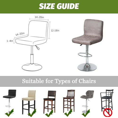 Image of FUANGUI Bar Stool Covers Set of 2, Faux Leather Looking Stretch Bar Stool Chair Cover Slipcovers, Counter Stool Bar Chair Covers for Kitchen Pub Dining Room Retro Style Home Deco- Light Grey