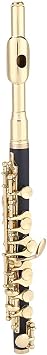 C Key Piccolo Half Size Flute Instrument with Padded Box Cleaning Rod for Beginners(Gold)