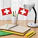 12 Pack Small Switzerland Flags on Stick, 5x8'' Handheld Swiss Flag, 12'' Plastic Staff, Double-Sided Printed Polyester, Waterproof Fade-Resistant for Independence Day, Parades, Patriotic Events