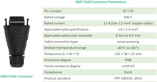 Solarsys® - Acessórios fotovoltaicos - Conector de campo AC Hoymiles, para microinversor da série Ho